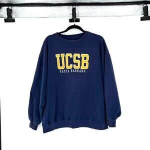 Vintage Jansport Women's Cropped Dark Blue UCSB Sweatshirt - Size XL - 90s
